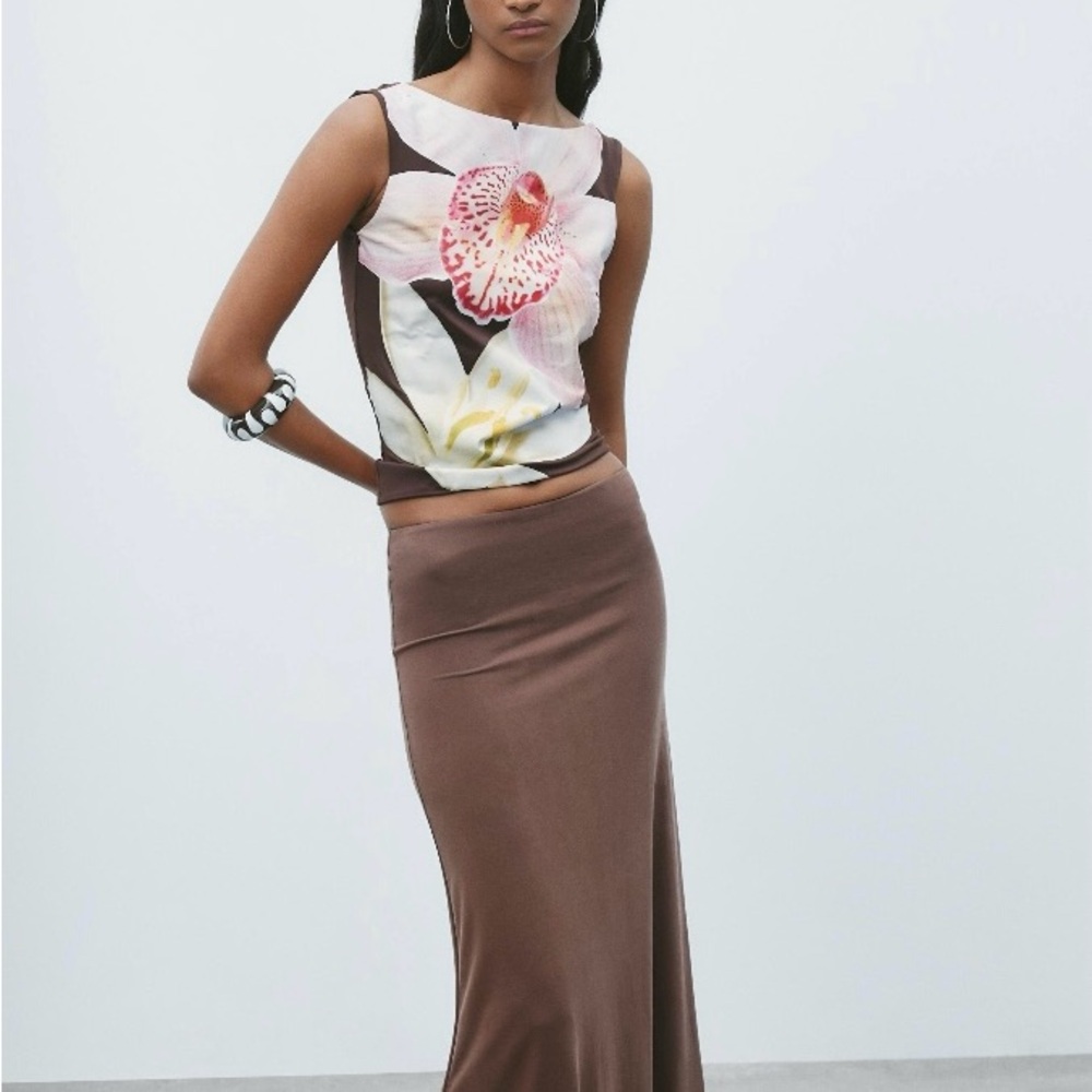 Zara Brown Floral Tank Top